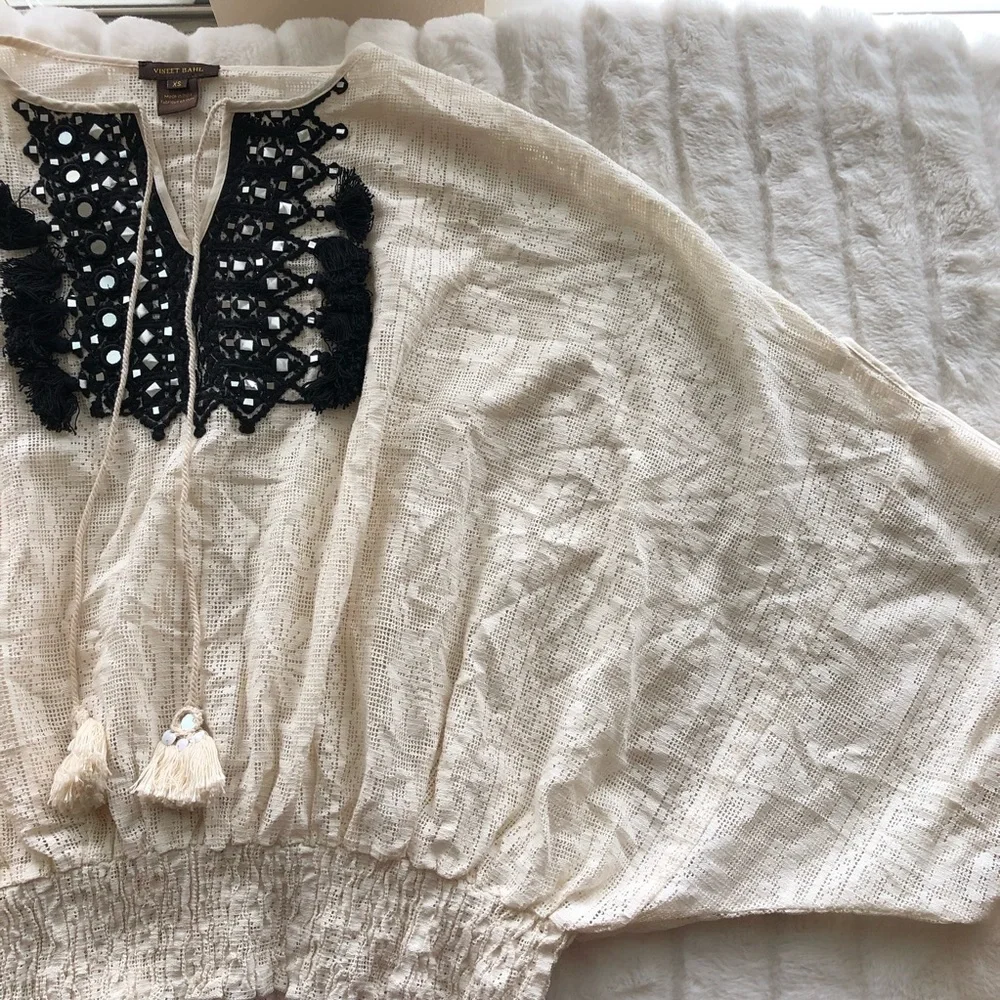VINEET BAHL cream Iona lace embroidered top